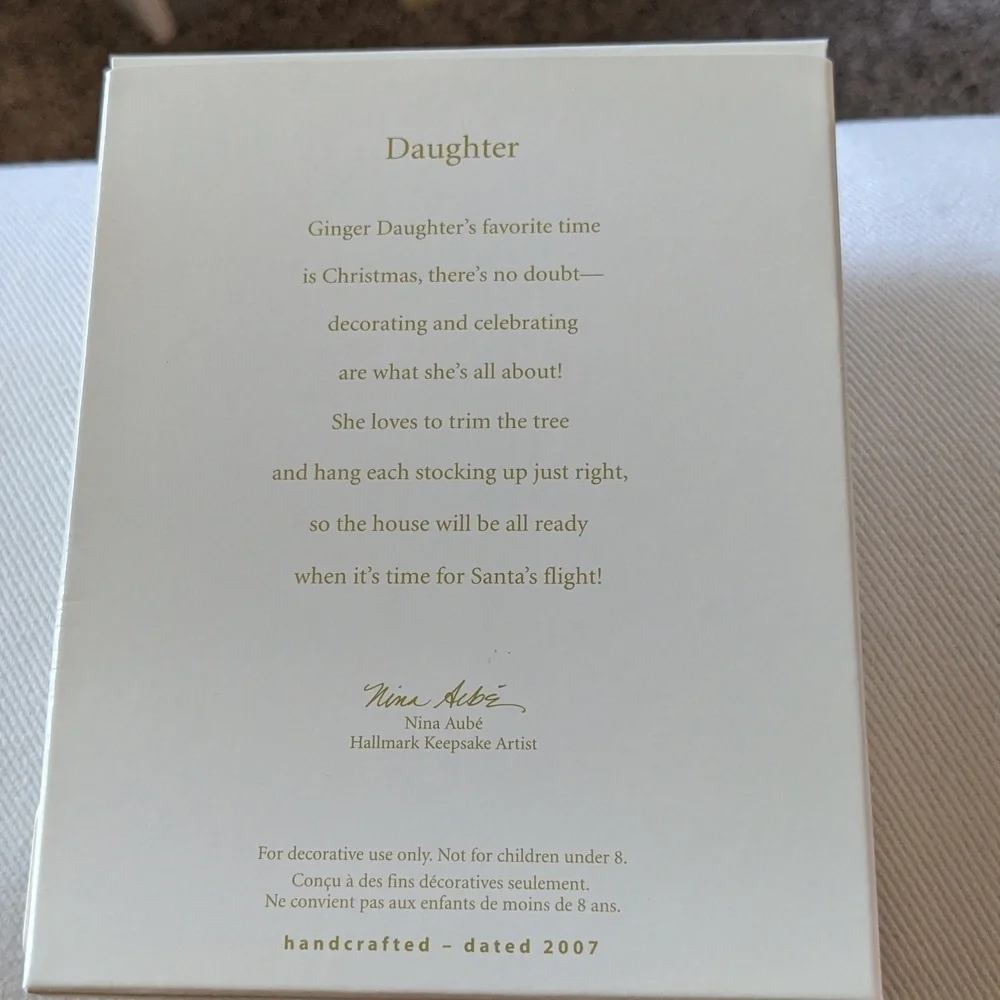 HALLMARK Christmas Ornament NEW 2007 Daughter Redhead Girl Package Tie On